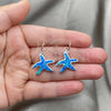 Sterling Silver Dangle Earring, Star Design, with Bermuda Blue Opal, Polished, Silver Finish, 02.391.0005