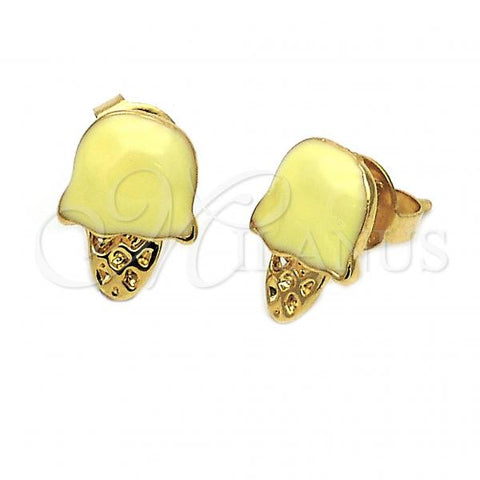 Oro Laminado Stud Earring, Gold Filled Style Ice Cream Design, Yellow Enamel Finish, Golden Finish, 02.64.0308 *PROMO*