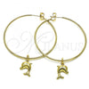 Oro Laminado Medium Hoop, Gold Filled Style Dolphin Design, Polished, Golden Finish, 02.63.2741.50