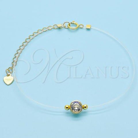 Sterling Silver Fancy Bracelet, with White Cubic Zirconia, Polished, Golden Finish, 03.369.0012.1.07