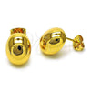 Oro Laminado Stud Earring, Gold Filled Style Chunky Design, Polished, Golden Finish, 02.342.0319