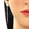 Sterling Silver Long Earring, Polished, Rhodium Finish, 02.186.0205