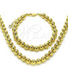 Oro Laminado Necklace and Bracelet, Gold Filled Style Chunky and Hollow Design, Polished, Golden Finish, 06.253.0006