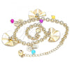Oro Laminado Charm Anklet , Gold Filled Style Bow and Rattle Charm Design, Polished, Golden Finish, 03.331.0057.10