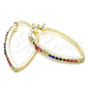 Oro Laminado Small Hoop, Gold Filled Style with Multicolor Crystal, Polished, Golden Finish, 02.100.0082.5.15