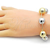 Oro Laminado Fancy Bracelet, Gold Filled Style Chunky and Hollow Design, Polished, Two Tone, 03.341.0222.08