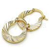 Oro Laminado Small Hoop, Gold Filled Style Diamond Cutting Finish, Tricolor, 02.102.0043.25