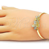 Oro Laminado Individual Bangle, Gold Filled Style Flower Design, Diamond Cutting Finish, Golden Finish, 07.170.0074