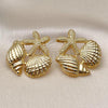 Oro Laminado Stud Earring, Gold Filled Style Star and Shell Design, Polished, Golden Finish, 02.282.0067