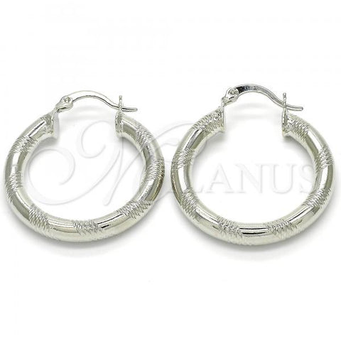 Rhodium Plated Medium Hoop, Diamond Cutting Finish, Rhodium Finish, 5.138.008.1.30