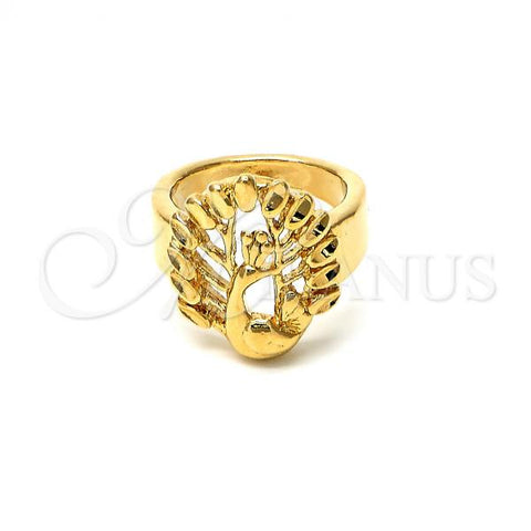 Oro Laminado Elegant Ring, Gold Filled Style Peacock Design, Diamond Cutting Finish, Golden Finish, 5.175.008.06 (Size 6)