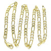 Oro Laminado Basic Necklace, Gold Filled Style Figaro Design, Polished, Golden Finish, 04.213.0113.18