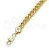 Oro Laminado Basic Anklet, Gold Filled Style Miami Cuban Design, Polished, Golden Finish, 04.63.0130.1.10