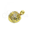 Oro Laminado Fancy Pendant, Gold Filled Style with White Micro Pave, Polished, Golden Finish, 05.193.0002