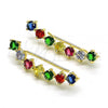 Oro Laminado Earcuff Earring, Gold Filled Style with Multicolor Cubic Zirconia, Polished, Golden Finish, 02.210.0734.1