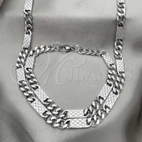 Stainless Steel Necklace and Bracelet, Polished, Steel Finish, 06.363.0015