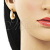 Oro Laminado Stud Earring, Gold Filled Style Chunky Design, Polished, Golden Finish, 02.163.0225