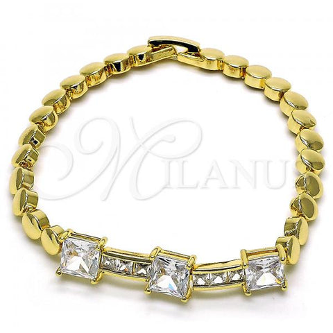 Oro Laminado Fancy Bracelet, Gold Filled Style with White Cubic Zirconia, Polished, Golden Finish, 03.283.0256.1.07