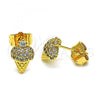 Oro Laminado Stud Earring, Gold Filled Style Ice Cream Design, with White Micro Pave, Polished, Golden Finish, 02.310.0107