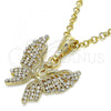 Oro Laminado Fancy Pendant, Gold Filled Style Butterfly Design, with White Crystal, Polished, Golden Finish, 05.351.0124.1
