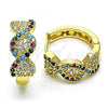 Oro Laminado Huggie Hoop, Gold Filled Style with Multicolor Micro Pave, Polished, Golden Finish, 02.210.0802.1.15