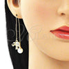 Oro Laminado Threader Earring, Gold Filled Style Elephant Design, with White and Black Crystal, Polished, Golden Finish, 02.380.0032