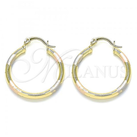 Oro Laminado Medium Hoop, Gold Filled Style Polished, Tricolor, 5.134.024.2.30