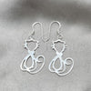 Sterling Silver Dangle Earring, Cat Design, Polished, Silver Finish, 02.392.0016
