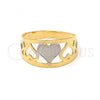 Oro Laminado Baby Ring, Gold Filled Style Heart and Love Design, Polished, Two Tone, 01.21.0041.03 (Size 3)