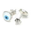 Sterling Silver Stud Earring, Evil Eye Design, Polished, Rhodium Finish, 02.336.0179