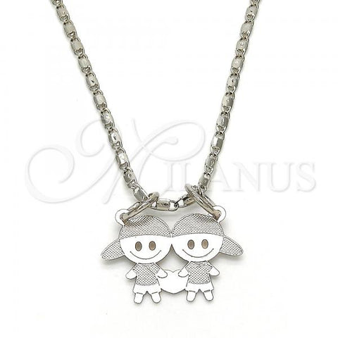 Rhodium Plated Pendant Necklace, Little Girl Design, Polished, Rhodium Finish, 04.106.0019.1.20