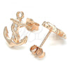 Sterling Silver Stud Earring, Anchor Design, with White Cubic Zirconia, Polished, Rose Gold Finish, 02.336.0150.1