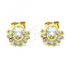 Oro Laminado Stud Earring, Gold Filled Style with White Cubic Zirconia, Polished, Golden Finish, 02.387.0018.5