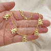 Oro Laminado Charm Anklet , Gold Filled Style Teddy Bear and Figaro Design, Polished, Golden Finish, 03.32.0609.10