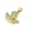 Oro Laminado Religious Pendant, Gold Filled Style Angel Design, with White Micro Pave, Polished, Golden Finish, 05.342.0029