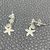Sterling Silver Long Earring, Flower Design, with White Cubic Zirconia, Polished, Silver Finish, 02.401.0065