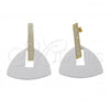 Oro Laminado Long Earring, Gold Filled Style White Resin Finish, Golden Finish, 02.09.0107