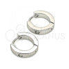 Stainless Steel Huggie Hoop, with White Crystal, Matte Finish, Steel Finish, 02.384.0029.12