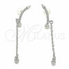 Sterling Silver Long Earring, with White Cubic Zirconia, Polished, Rhodium Finish, 02.367.0015