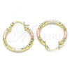 Oro Laminado Small Hoop, Gold Filled Style Diamond Cutting Finish, Tricolor, 02.213.0154.1.25