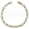 Oro Laminado Tennis Bracelet, Gold Filled Style Flower Design, with Cubic Zirconia, Golden Finish, 5.023.012
