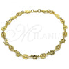 Oro Laminado Fancy Anklet, Gold Filled Style Elephant and Paperclip Design, Polished, Golden Finish, 03.326.0025.10