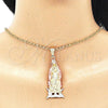 Oro Laminado Religious Pendant, Gold Filled Style Guadalupe Design, Polished, Tricolor, 05.351.0136