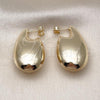 Oro Laminado Stud Earring, Gold Filled Style Teardrop and Hollow Design, Polished, Golden Finish, 02.163.0372