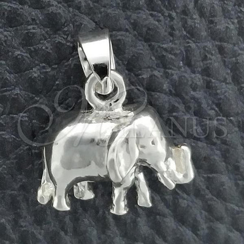 Sterling Silver Fancy Pendant, Elephant Design, Polished, Silver Finish, 05.399.0004