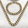Stainless Steel Necklace and Bracelet, Miami Cuban Design, Polished, Golden Finish, 06.435.0002