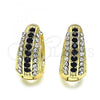 Oro Laminado Huggie Hoop, Gold Filled Style with Black and White Crystal, Polished, Golden Finish, 02.94.0103.2.15