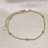 Oro Laminado Basic Anklet, Gold Filled Style Miami Cuban and Ball Design, Polished, Golden Finish, 04.213.0324.09