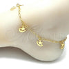 Oro Laminado Charm Anklet , Gold Filled Style Star and Moon Design, Polished, Golden Finish, 03.63.2189.10