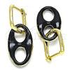 Oro Laminado Huggie Hoop, Gold Filled Style Black Enamel Finish, Golden Finish, 02.362.0006.3.12